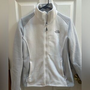 The North Face Women’s Light Gray and White Fleece Jacket